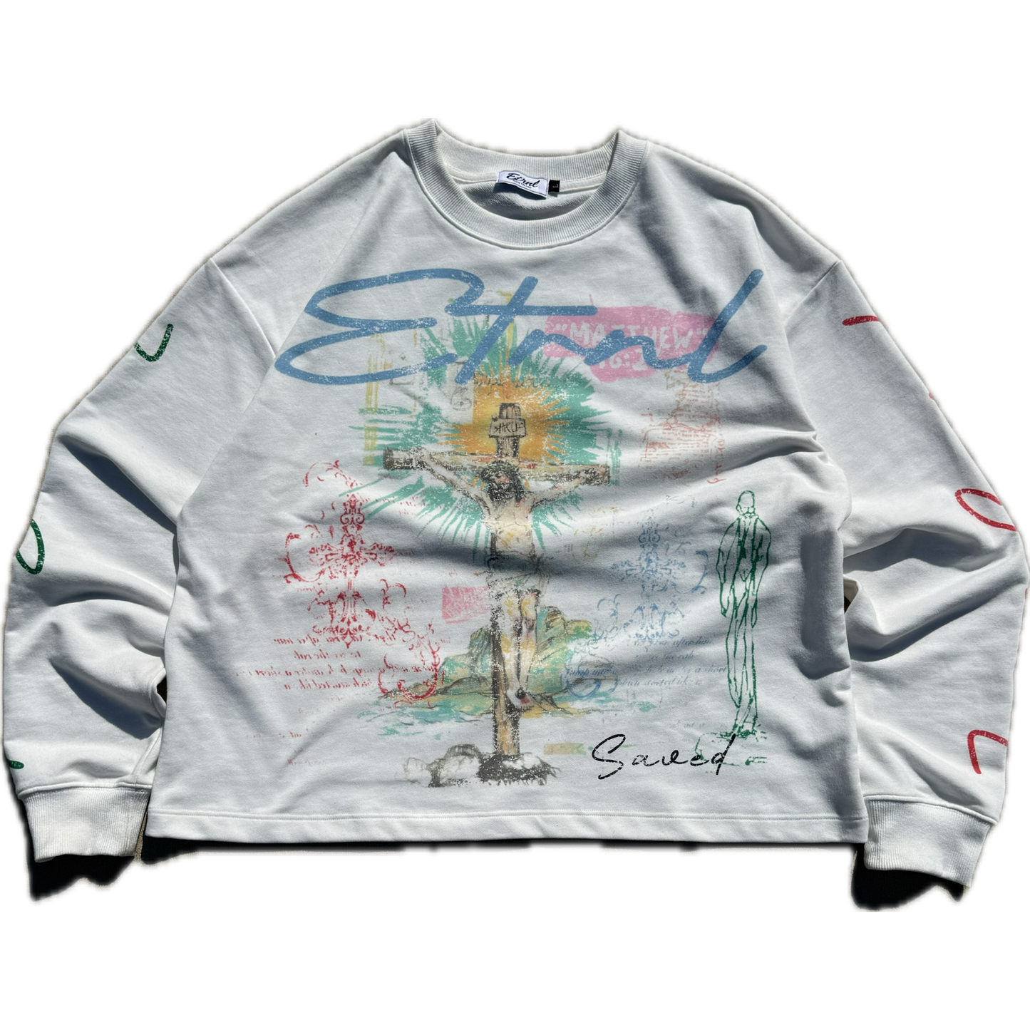 "Jesus Saves" Long Sleeve White