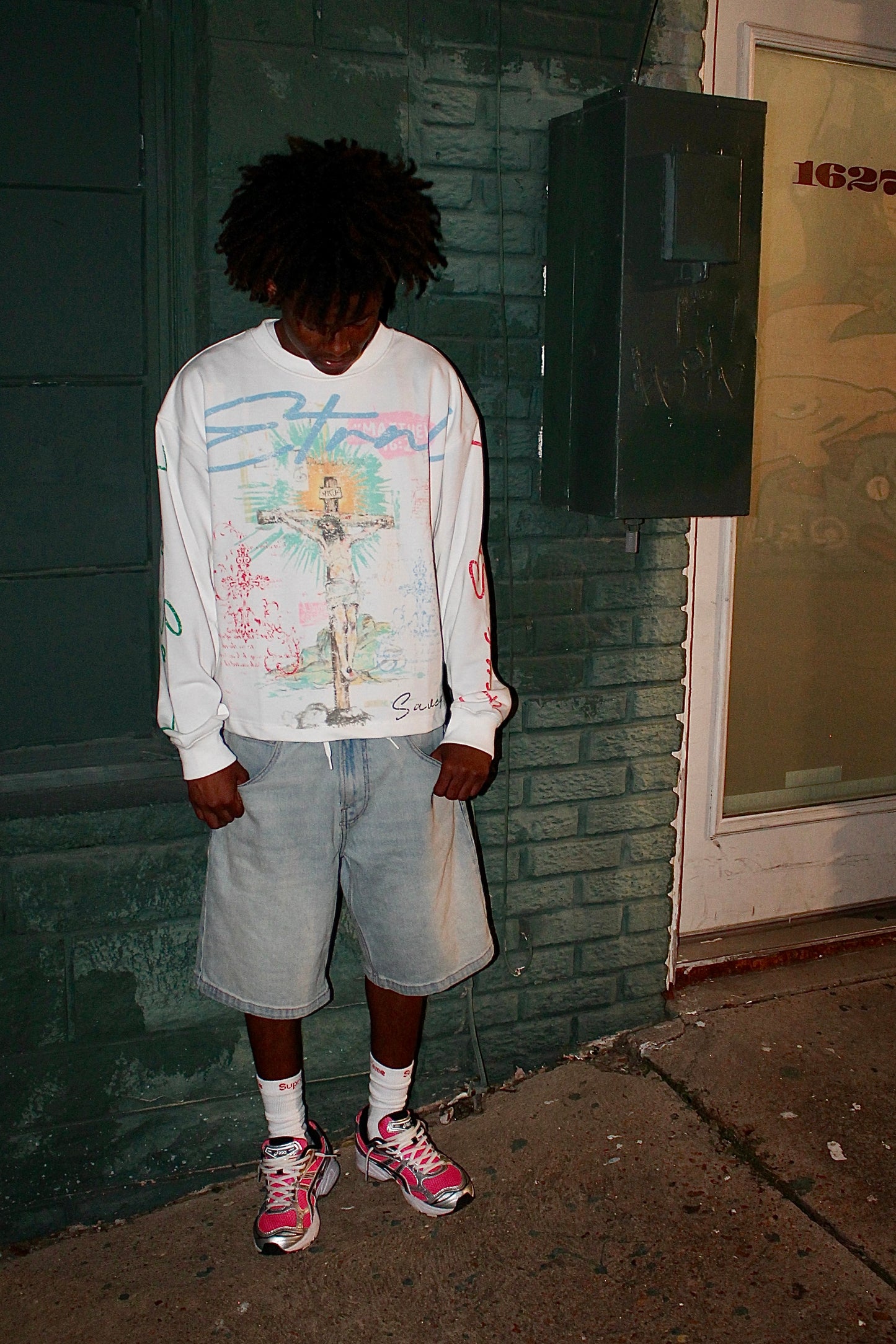 "Jesus Saves" Long Sleeve White