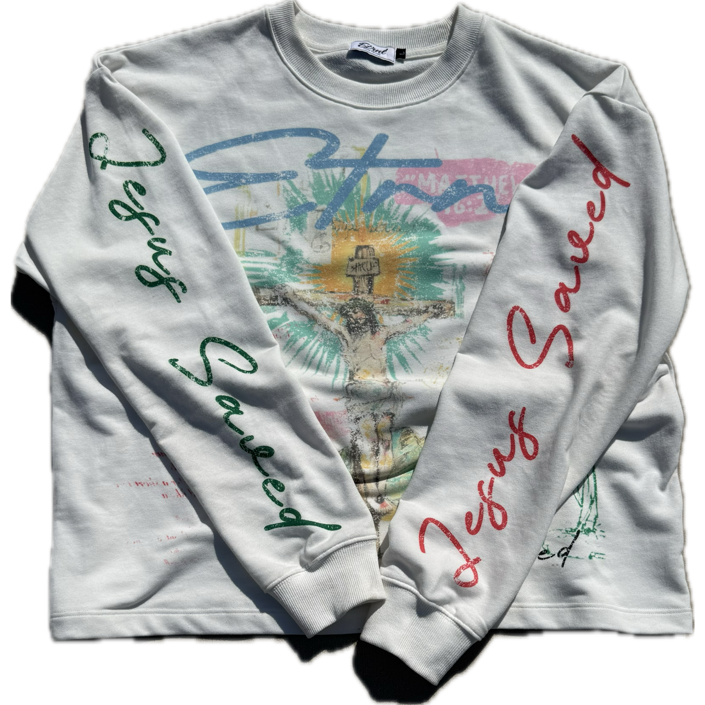 "Jesus Saves" Long Sleeve White