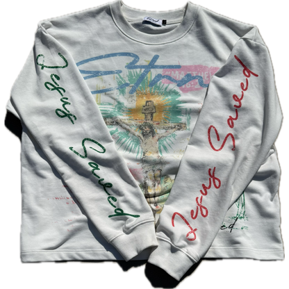 "Jesus Saves" Long Sleeve White