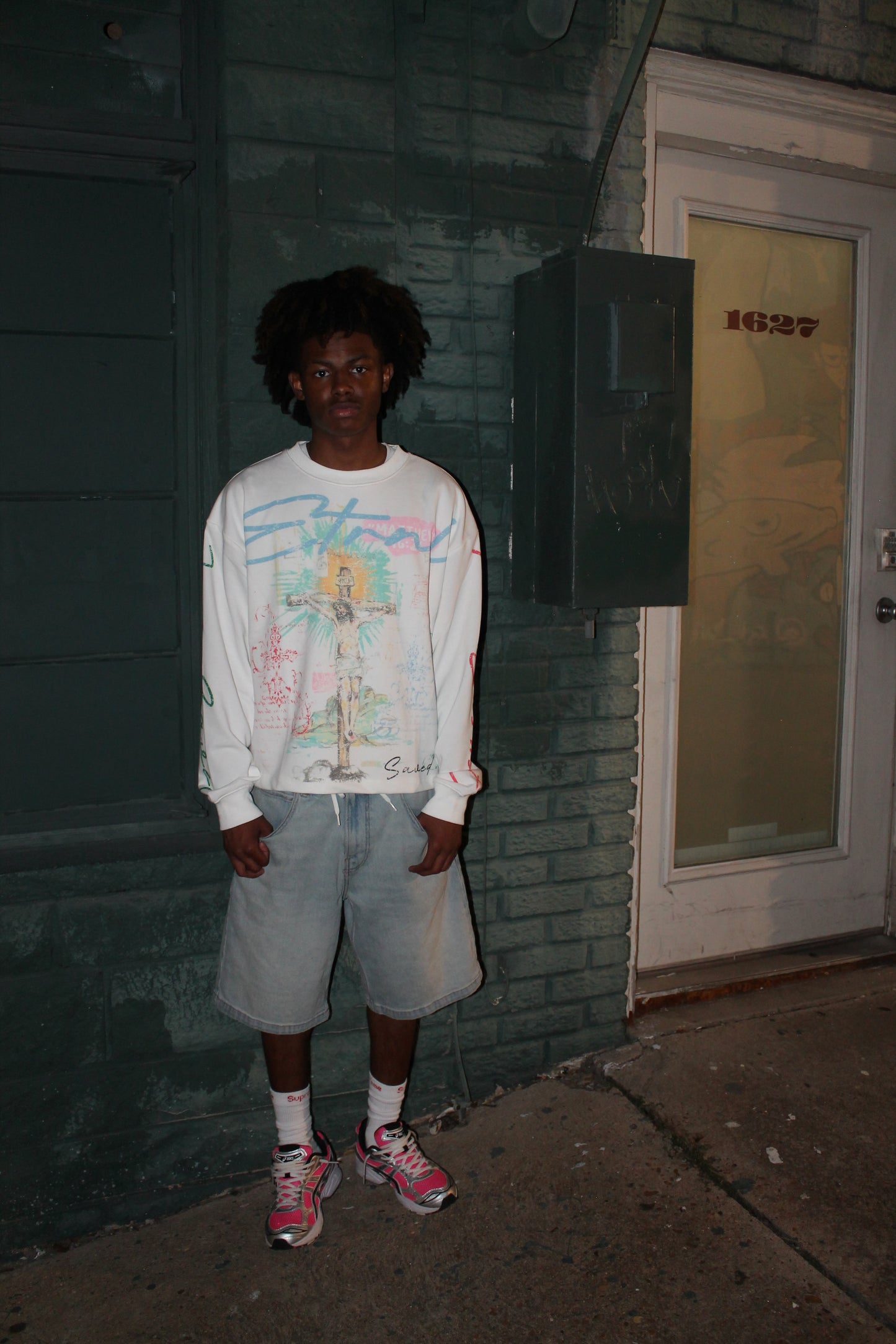 "Jesus Saves" Long Sleeve White